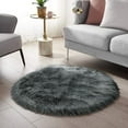 thumbnail image 2 of Ghouse Round Dark Grey Rug 3 feet, Thick and Fluffy Faux Sheepskin Machine Washable Circle Plush Carpet, Faux Sheepskin Rug for Living Room, Bedroom, Kids Room, 2 of 6