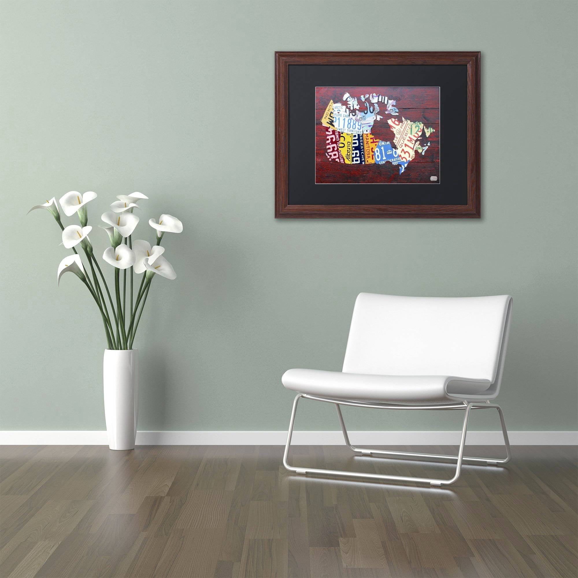 Trademark Fine Art 'Canada License Plate Map' Canvas Art by Design Turnpike, Black Matte, Wood Frame