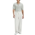 thumbnail image 2 of FEDTOSING Mens Linen Casual Dress Pants Old Money Pleated Baggy Wide Leg Vintage Relaxed Fit Trousers, 2 of 6