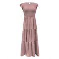 thumbnail image 7 of Women's Flutter Short Sleeve Smocked Midi Dress Summer Casual Tiered A-Line Dress Bohemian Beach Sundresses, 7 of 7