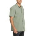 thumbnail image 5 of ONLYSHE Men's Casual Button Down Short Sleeve Dress Work Shirt Oxford Solid Stretch Shirts for Men, 5 of 8