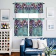 thumbnail image 2 of Spring Purple Flower Kitchen Curtains Sets for Windows 24 Inch Length, Retro Wall Seamless Garden Pastoral Rod Pocket Window Treatments Tier Curtains and Valances Set for Bedroom/Bathroom, 2 of 8