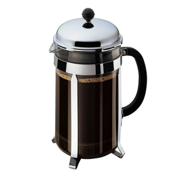 Cafetera de prensa francesa Bodum Chambord de 51 oz, vidrio de borosilicato de alto calor, acero inoxidable pulido – Fabricada en Portugal