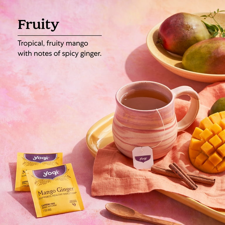 THE YOGINIFOOD100　マンゴー Yogi Organic Mango Ginger Herbal Tea, Caffeine-Free Wellness Tea
