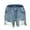 Blue, variant on IROINNID Women's Elastic High Waist Frayed Hem Denim Shorts