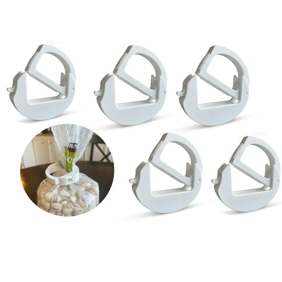 Heavy Duty Bag Clips for Food, 5 Pack Reusable Sealing Clips with Grip for Chips Bags, Bread, Snacks and Pet Food Storage, Kitchen Dorm Organizer