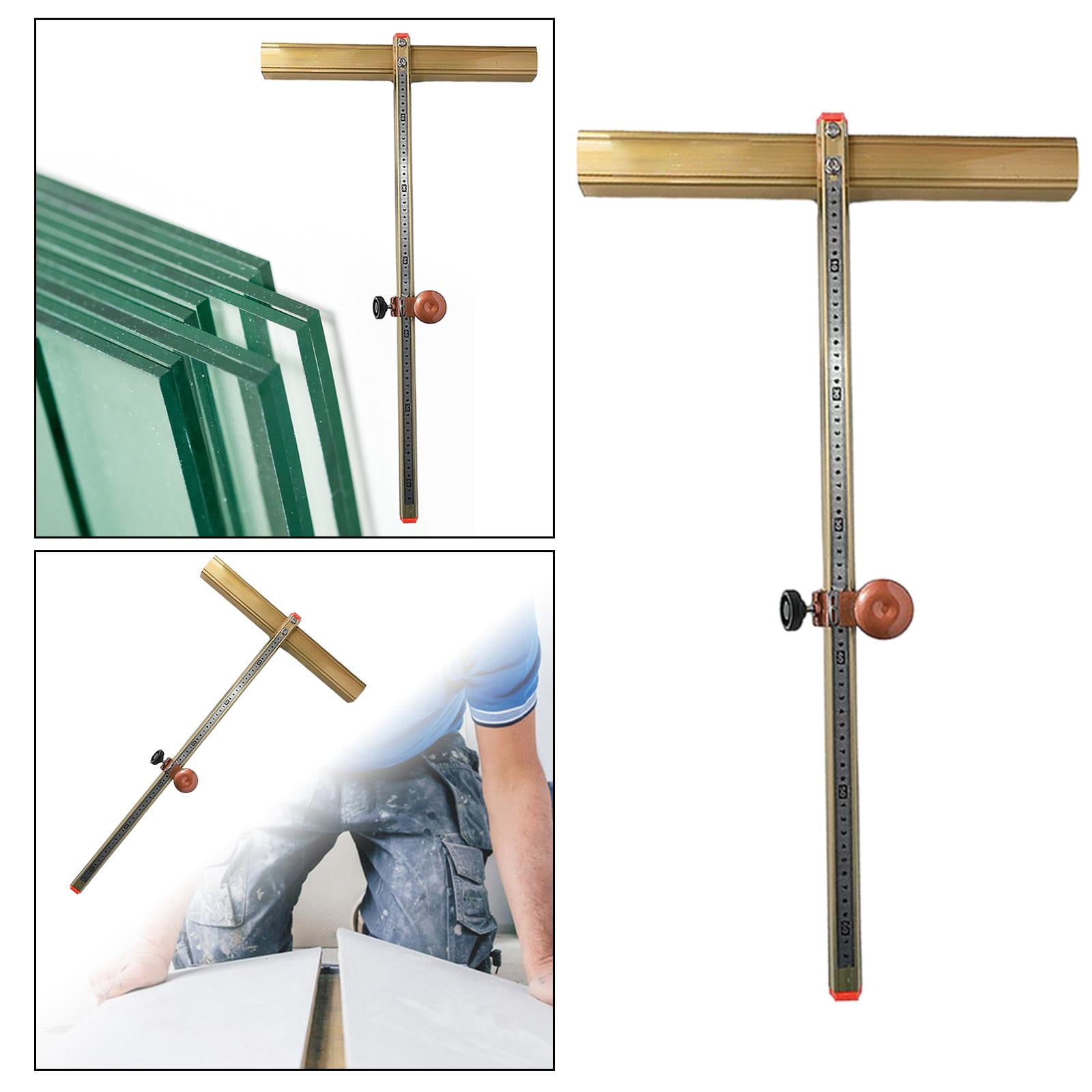 Yunhgft T-Shape Glass Cutter, Tile Cutting Tool, Professional Multifunction, Portable Glass Breaker, Glass Strip Cutter for Floor Tile And Home gold
