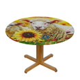 thumbnail image 3 of Patifu Sunflowers Daisies Round Table Cover Stain Resistant Washable Indoor Outdoor Tablecloth Kitchen Dining Wedding Parties Elastic Edge 100% Polyester Fiber 54-58, 3 of 8