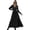 Black, variant on Women's Bow Long Sleeve V Neck Maxi Dress with Ruched Lace Detail and Slit for Elegant Occasion and Comfortable Wear
