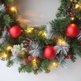 thumbnail image 2 of Anillo de vid de Navidad, guirnalda de hojas de PE de fruta roja de PVC, decoración de piñas naturales, joyería de 40 cm, 2 of 6