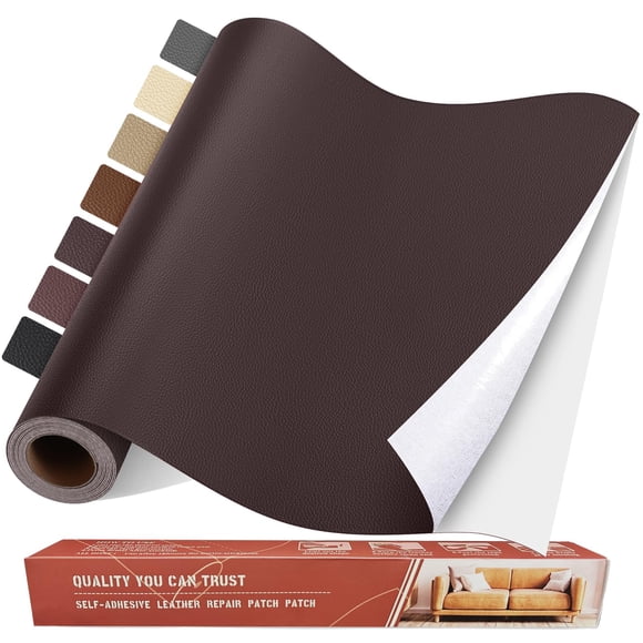 Kit de parches para reparación de piel Yikda, 80 cm x 40 cm, marrón oscuro