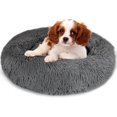 thumbnail image 1 of Plush Donut Dog Bed, Calming Round Dog Cat Bed Soft and Fluffy Cuddler Pet Cushion Self-Warming Puppy Beds Machine Washable, Dark Grey 60cm, 1 of 4