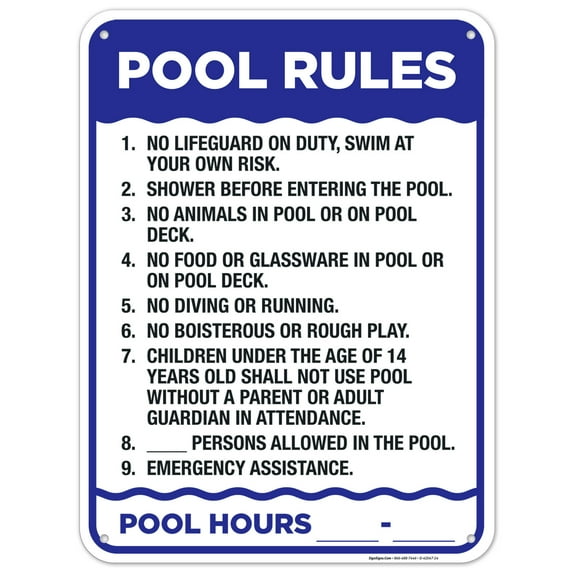 Pool Rules Sign,