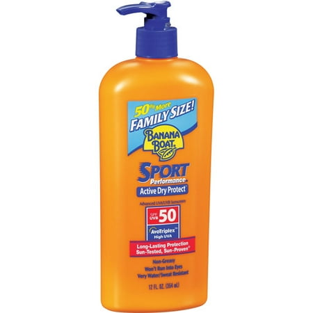 Banana Boat Sport Performance Lotion Family Size Sunscreen Broad Spectrum SPF 50 - 12 Ounces