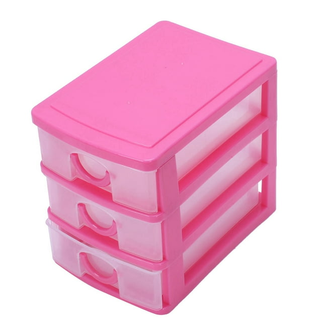 Mini Boîte de Rangement en Plastique Translucide de type Tiroir (Rouge 3 Couches)