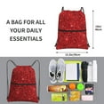 thumbnail image 2 of Naloa Red Glitter Drawstring Backpack String Bag Cinch Water Resistant for Gym Shopping Sport Yoga, 2 of 6