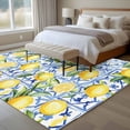 thumbnail image 4 of Yellow Lemon Area Rug 5x8 FT, Non Slip Bedroom Throw Carpet, Botanical Spring Leaves Abstract Blue Tile Washable Soft Floor Carpet Non-Shedding Rug for Living Room Nursery Dorm Office, 4 of 9