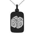 thumbnail image 1 of Stainless Steel Letter D Initial 3D Cube Box Monogram Engraved Small Rectangle Dog Tag Charm Pendant Necklace, 1 of 1