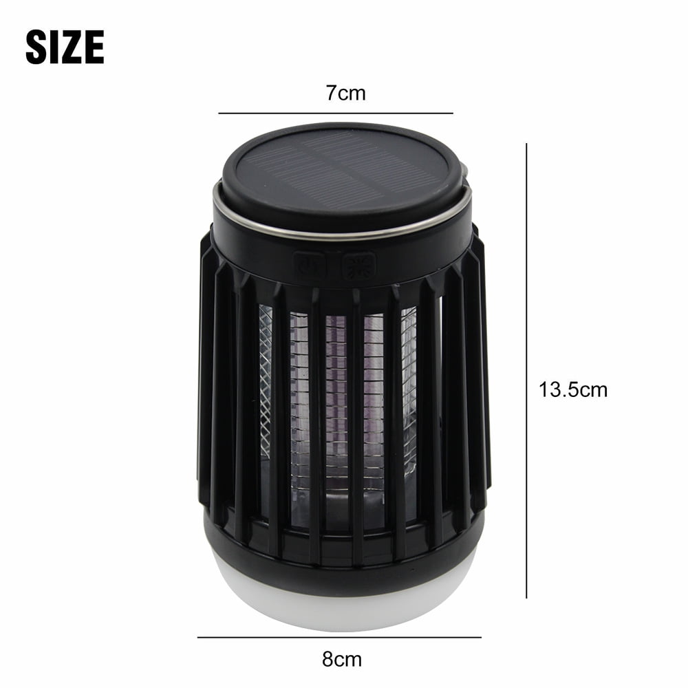 VONTER Zappers Killer,LED Electric USB Shock Mosquito Killer Fly Bug Zapper Lamp Pest Trap Light,Electric Fly Killer Light with Camping Lantern, Solar Powered for Indoor Outdoor - Black