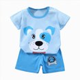 thumbnail image 1 of COMVALUE Animals Graphic T-Shirt Shorts Set (Blue, 3-4 Years), 1 of 4
