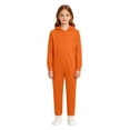 thumbnail image 3 of WAYUTE Girl's Halloween Long Sleeve Zip Up Hooded Jumpsuits Solid Color Soft Breathable Straight Leg Romper for Toddler Kids Festival Party,Orange,Size 6 Y-7 Y, 3 of 7