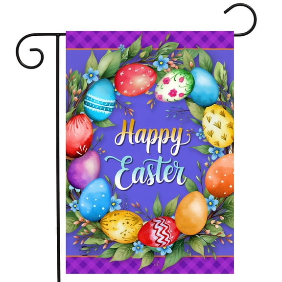 Briarwood Lane Garden Flag 12x18 For Outdoor Colorful Easter Wreath For Easter Garden Flag Flags For Outside