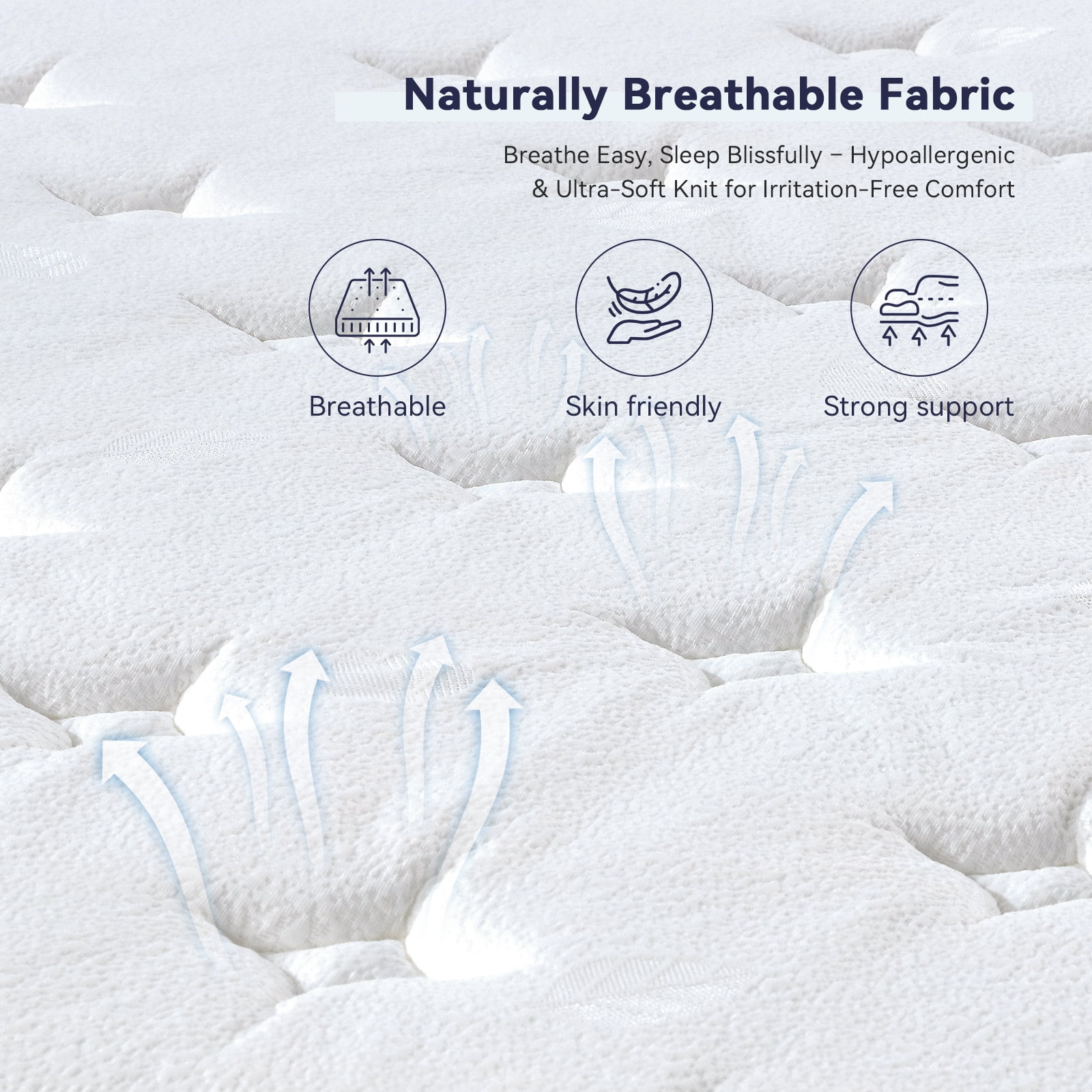 BMMB 12 in Hybrid Innerspring Memory Foam Mattress Queen Size for Pressure Relief Supportive Bottom, Soft Fabric Surface CertiPUR-US