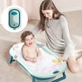 thumbnail image 3 of RICHYOUNG Foldable Baby Bathtub For Newborn To Toddler, Portable Travel Bathtub With Thermometer & Soft Cushion,Green, 3 of 11