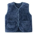 thumbnail image 2 of KAUOD Kids Fuzzy Vest Snap Butts Fleece-Lined Sleeveless Tank Top with Pockets Boys Girls Soft Warm Loose Jacket Coats, 2 of 5