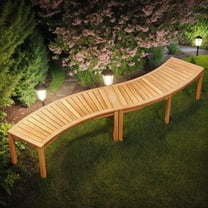 Yardi Yarda 1 Piece Acacia Wood Curved Bench for 2-Person, Bench for Outdoor as Yard, Brown