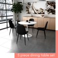 thumbnail image 2 of Ensemble de Table à Manger Ronde pour 4, Comprenant une Table de Cuisine Moderne avec 4 Chaises de Salle à Manger Noires, 2 of 5