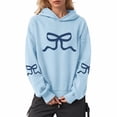 thumbnail image 2 of Xudanell Women Fashion Hoodies Sweatshirts Bow Print Oversized Hooded Sweatshirts Sports Top Work Clothes for Women Sky Blue XXXL, 2 of 5