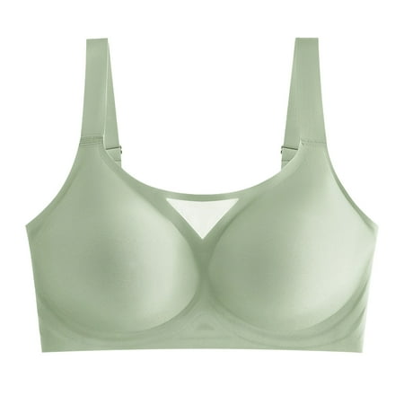 BYHONG Women s Solid Color Ice Silk Backless Bra Side Support Wireless Lifting Adjustable Hook and Buckle Bras for Women Soft Everyday Bra Green XL