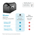 thumbnail image 5 of Architectural Mailboxes Winston™ Heavy duty Steel Metal Post Mounted Mail Box for outside, Black, Medium USPS Approved Curbside Mailbox, 5 of 10