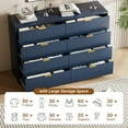 thumbnail image 5 of Navy Blue Dresser for Bedroom, Modern Dresser with 8 Drawers and Smooth Slides, Wide Chest of Drawers with Golden Handles for Bedroom, Closet, 15.7" D x 55" W x 37.4" H, 5 of 14