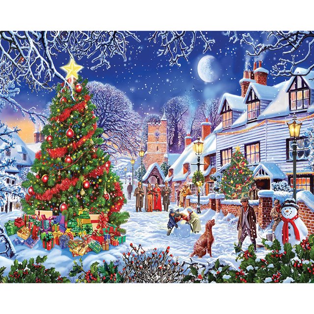 Pintura de diamante cuadrado, escena de nieve, mosaico, dibujo de diamantes de imitación (NY068) Hugtrwg Para estrenar