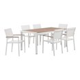 thumbnail image 1 of Pangea Home David Aluminum Frame Patio Dining Set in White/Natural Teak, 1 of 17