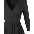 thumbnail image 4 of A2Y Women's Buttery Soft Pocket 3/4 Sleeve Wrap Deep V-Neck Surplice Dress Black L, 4 of 6