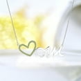 thumbnail image 2 of JeenMata Open Heart Mom with Decorated Light Green Stone Pendant Necklace in 18K White Gold over Silver - August Birthstone - Gift for Mom, 2 of 2
