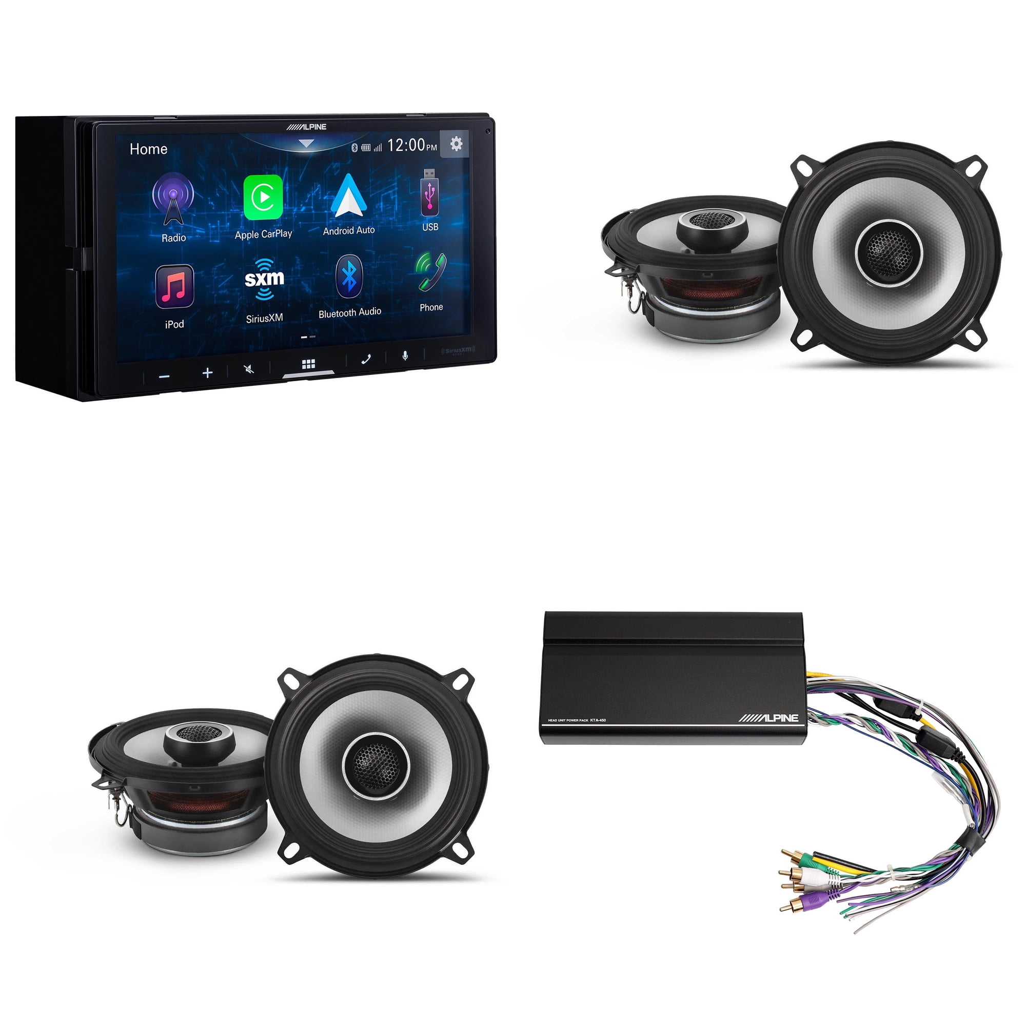 Alpine iLX-W670-S Digital Multimedia Receiver & 2 Pairs Alpine S2-S50 Type S 5.25" Coax Speakers w/ Power Pack