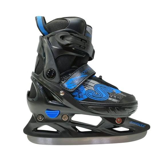 SOFTMAX INSULATED ADJUSTABLE ICE SKATE FOR KIDS- 3 SIZES ADJUSTMENTS (BK/BL, X-SMALL)