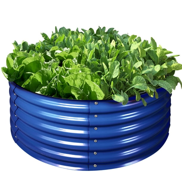 Olle 17" Tall, 42" Galvanized Raised Garden Bed Kit Large Round