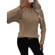 thumbnail image 3 of Suéteres de Invierno para Mujer, Suéter de Punto Moderno con Detalle de Botones y Mangas Raglán, Suéter de Moda. Caqui L, 3 of 8