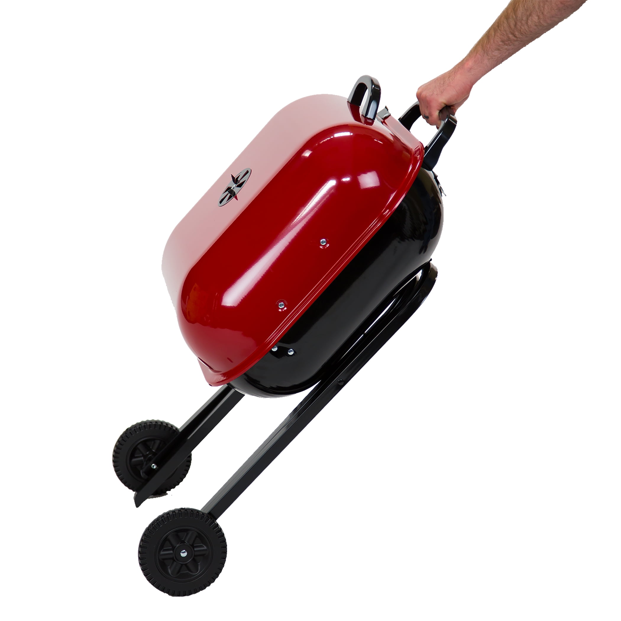 Americana Walk-A-Bout Charcoal Original Square Grill-100% Pre-Assembled Portable Steel, Red