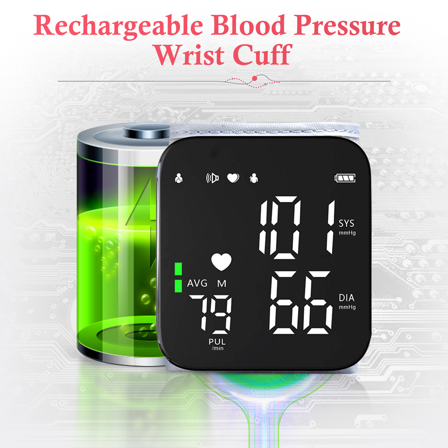 Qunler Rechargeable Wrist Blood Pressure Monitor with Voice photo 4