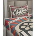 thumbnail image 2 of Ambesonne Retro Fitted & Top Sheet Set with Sham, Vintage Cinema Movie Star, Paprika Ecru and Grey, 2 of 4