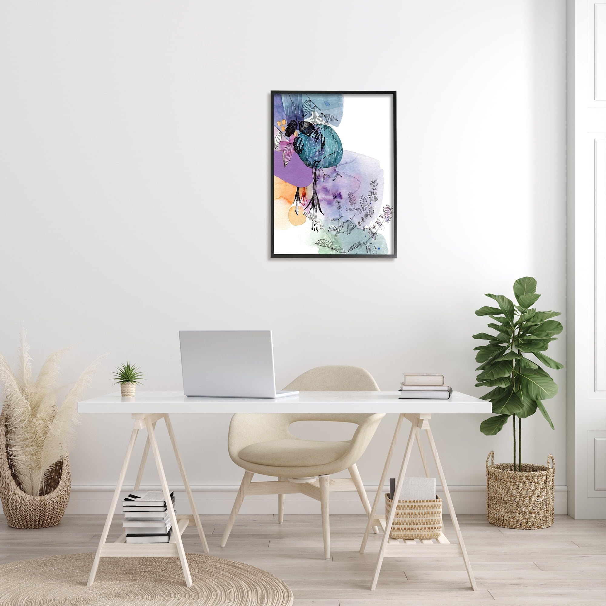 Stupell Indtries Modern Tropical Forest Flowers Sketch Abstract Watercolor Shapes,24 x 30,Design by Verbrugge Watercolor