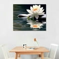thumbnail image 2 of ONETECH Zen Canvas Wall Art White Lotus and Black Zen Stones Bloom in Water Picture Prints for Yoga Spa Meditation Spiritual Room Bathroom Decor 20"x16", 2 of 3