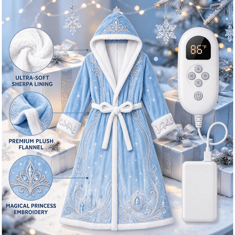 Satmonnus Christmas Princess Heated Robe Wearable Heated Blanket for ...