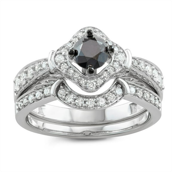 MyDiamondBox 1 Carat Total Weight (cttw) 14K Gold, Black and White Diamond Bridal Wedding Ring for Women (Size: 5)